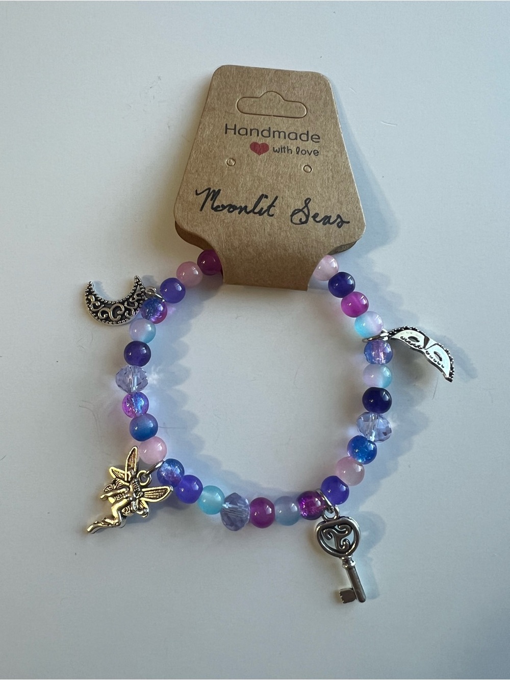 Handmade Fantasy Reader Beaded Charm Bracelet - Purple & Pink ACOTAR